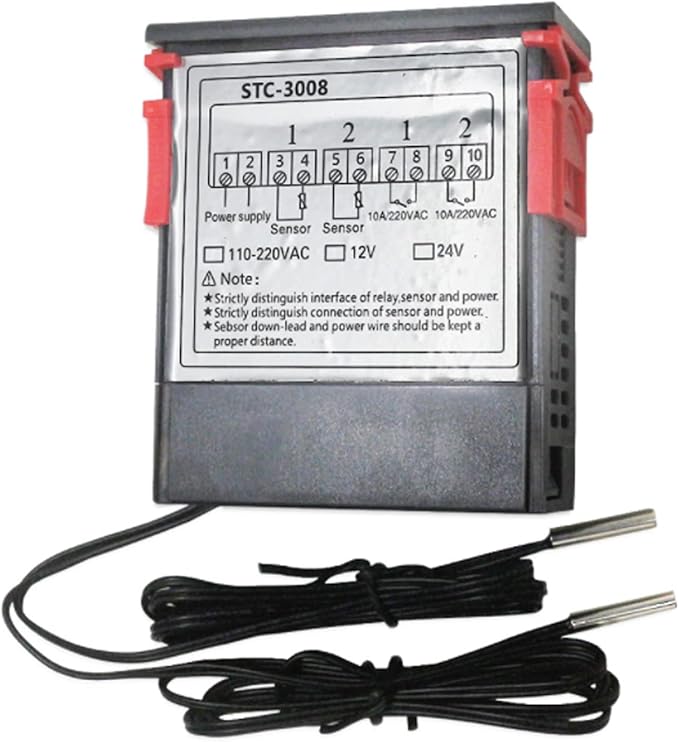 Oumefar Digital Display Intelligent Temperature Controller Dual Control for Precise Temperature Control in Home BrewingFermentation Operations (110-220V)