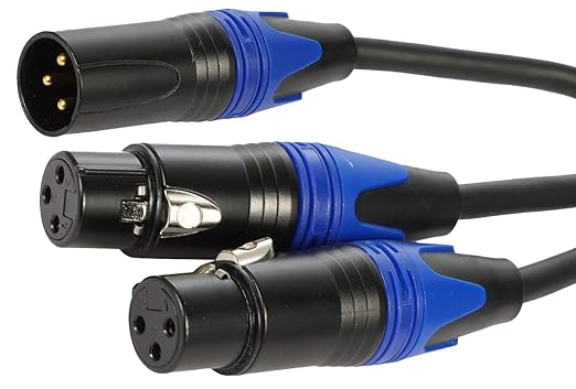 Seefeful (5FT / 1 Pack) 1 Male to 2 Female XLR Y Splitter Micrphone Cable, 3pin Male to Dual Female Y-Splitter Balanced Mic Audio Cables for Stereo Mic to L & R Audio Track