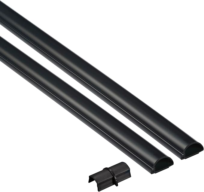 D-Line 31.4in TV Cord Hider, Patented Half Round Cable Cover, Hide Wall Mount TV Wires, Hinged One-Piece Cable Concealer, Adhesive, Decorative Raceway - 2X 0.78in W x 0.39in H x 15.7in L - Black