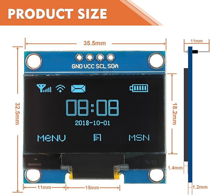 JAMHER 1.3 Inch I2C IIC OLED Display Module 128x64 Pixel Mini Self-Luminous Display Screen Board for Arduino Projects Raspberry Pi with Wire(3Pack Blue)