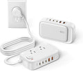 KWRNVO 7-in-1 Power Strip, 85W PD USB C Power Strip with 3 USB-C, 2 USB-A Ports and 2500W AC Outlet, Flat Plug Total 175W Essentials for Home/Office/College/Travel (White)