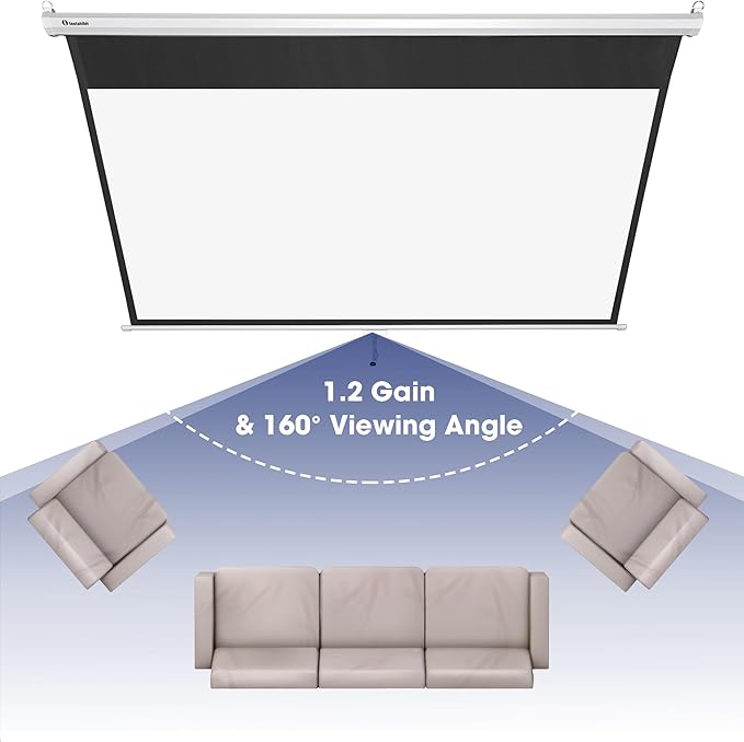 Instahibit 72" 16:9 Manual Pull Down Projector Screen 4K Self-Locking Home Theater Cinema Meeting Room Classroom Restaurant Bar Office