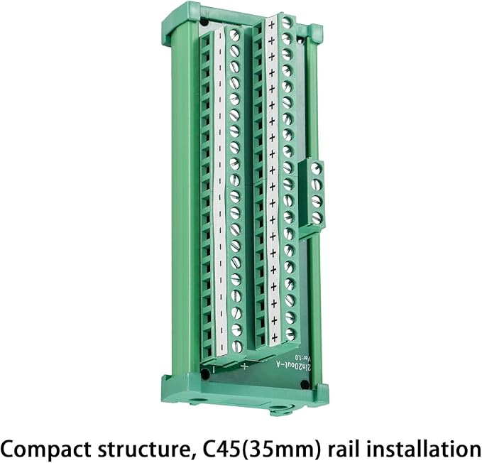 ANMBEST 2 in 20 Out Terminal Blocks Module, 25A DIN Rail and Panel Mounting Power Distribution Breakout Board for PLC Servo Power Amplifier