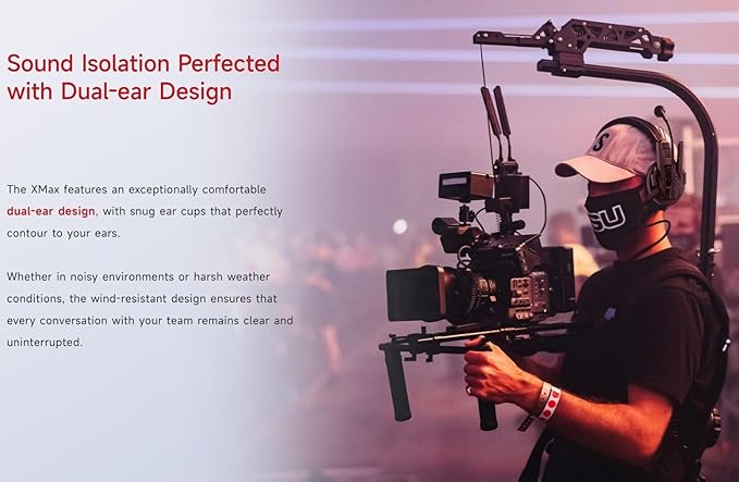 SYNCO XTALK XMax5 Wireless Intercom Headset System 2.4GHz 1640 feet 500 Meters Dual-Ear Team Communication Headset for Live Show Stage Performance Movie Shoot