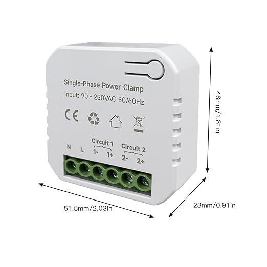 Smart Energy Monitor with 2PCS 120A CT Clamps Home Electricity Usage Meter 90-250VAC Real Time Power Consumption Tracker for Solar Grid Systems Voltage Current Frequency Monitor