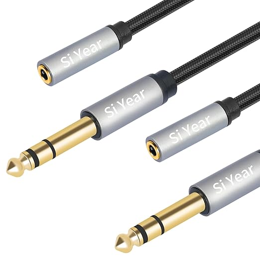 SiYear 1/4" to 3.5mm Headphone Extension Cable,5FT- 6.35mm Quarter inch Male to 1/8 inch Female Stereo Jack Audio Adapter for Amplifiers, Speaker, Guitar Amp,Home Theater, Mixing Console (1.5m-2PACK)