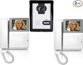 AMOCAM Wired Video Intercom Doorbell System 4.3 Inches HD LCD 2- Monitor Video Door Phone Bell Kits IR Night Vision Indoor Outdoor Camera DoorBell Intercom Doorphone Telephone Style 1V2