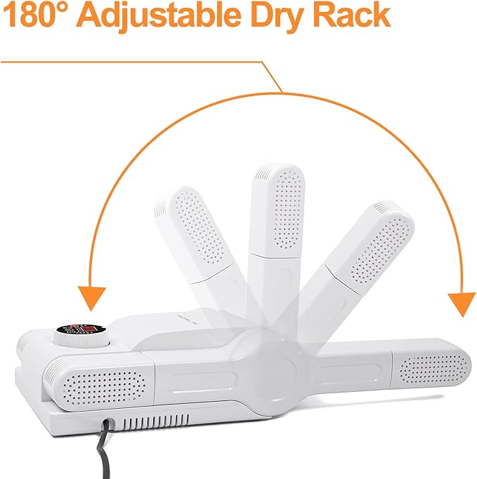 FORLIM [Upgraded Temperature Control] Shoe & Boot Dryer for Work Boots with 24-Hour Delay Timer, Portable Glove Dryer, Boot Warmer, Automatic Shut-Off Timer, Folding Design, Smart Panel, White