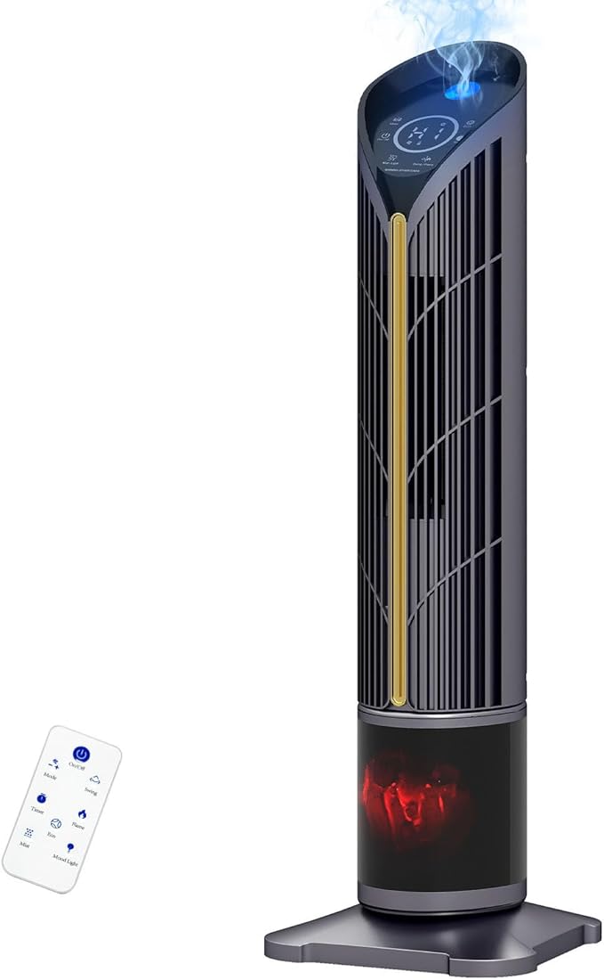 Auertech 28" Space Heater with Humidifier & LED Lights, 3 in 1 Electric Space Heater with 3D Flame, Oscillating Room Heaters with Eco Mode, 12H Timer, Space Heaters for Indoor Use Large Room, Bedroom