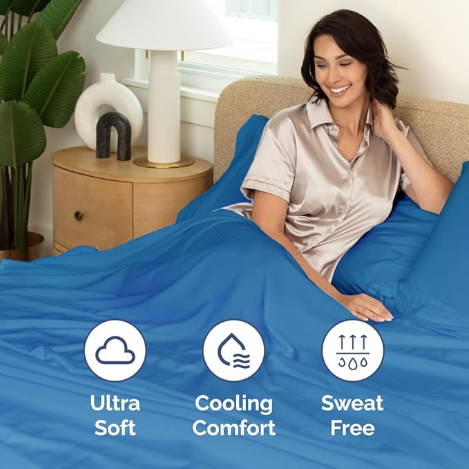 Full XL Bed Sheet Set - 4 Piece Extra Long Extended Full XL Sheets - Soft, Breathable & Cooling - Fits 8” to 16" Mattress w/ Deep Pockets - 54" x 80" - Easy-Fit, Wrinkle & Fade Resistant - Royal Blue
