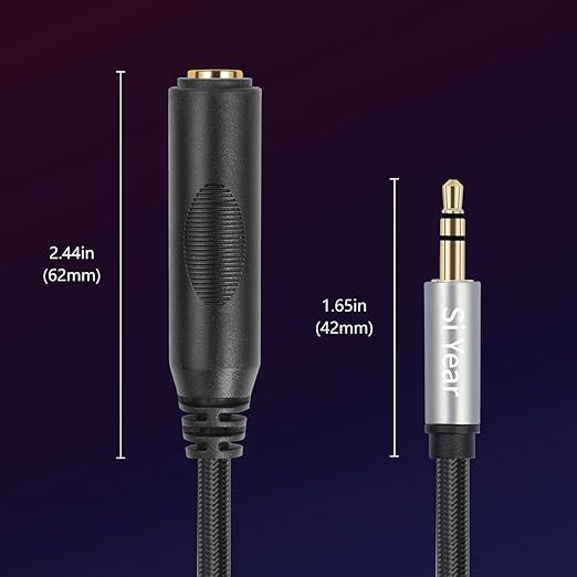 SiYear 1/4" to 3.5mm Headphone Extension Cable - 6.35mm Quarter inch to1/8 Fmale Stereo Jack Audio Adapter for Amplifiers, Speaker, Guitar Amp,Home Theater, Mixing Console (0.3m/2PACK)