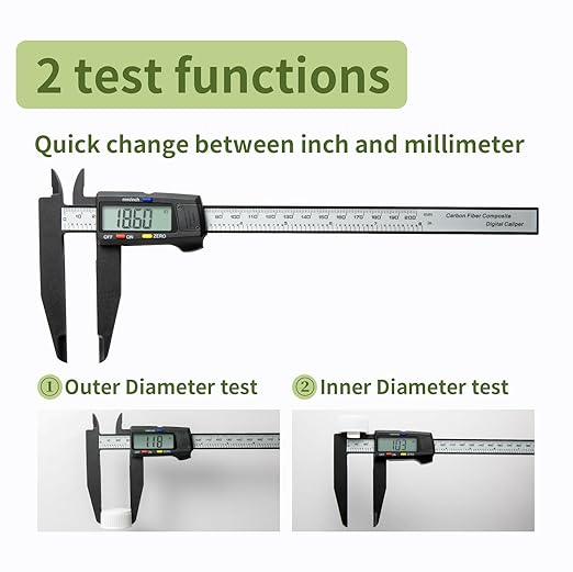 SCITOOLS Digital Caliper 0-8" Measuring Tool, Micrometer Caliper with Auto-Off Feature, Interchangeable Between inches and millimeters for Jewelry Measurement and 3D Printing