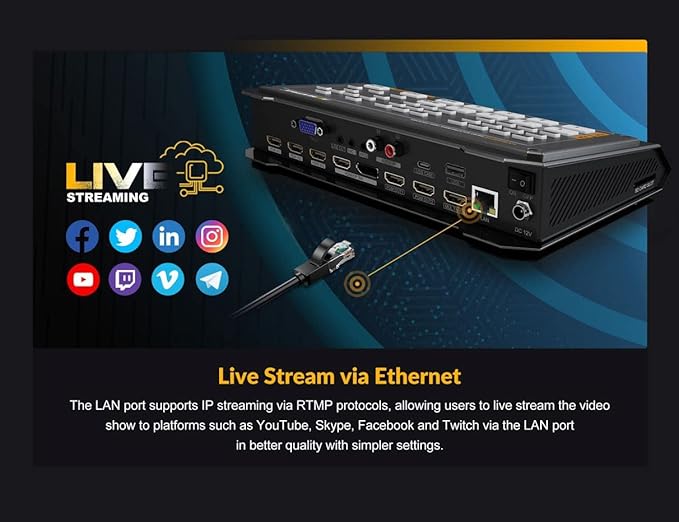 AVMATRIX HVS0401E Video Switcher Mixer 4 Channel SDI HDMI Inputs 2 Channel PGM Output for Live Streaming Recording