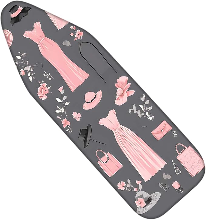 Nuxovilar Ironing Board Cover Needle Cotton 15x54 Inches | Ironing Board Cover and Pad Pink Fashion Design Needle Cotton for Bedroom, Dressing Area, Laundry Space