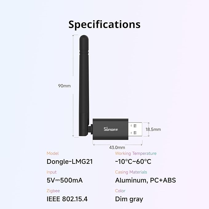 SONOFF Zigbee 3.0 & Thread Dongle Lite (EFR32MG21) | USB Stick Coordinator for Home Assistant & Zigbee2MQTT | Compact Gateway with Easy Firmware Flashing & Extension Cable
