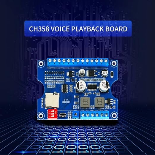 Voice Playback Module with 1GB Card,80W Low Lever Trigger DC 9-24V CH358D Chip Support USB Download, MP3 Hardware Decoding,10-Way Button One-to-One,8 Combined Voice Board for Industry Broadcast.