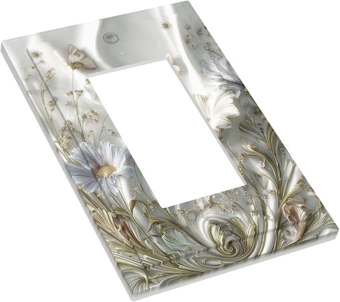 Bvtewkhz Boho Floral Wild Flower 1 Gang Single Rocker Decorative Light Switch Covers Electrical Faceplate Switch Plates for Bathroom Kitchen Home