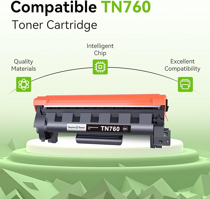 Compatible Toner Cartridge Replacement for Brother TN760 TN-760 TN730/760 TN-730 High Yield MFC-L2710DW MFC-L2750DW HL-L2395DW HL-L2370DW DCP-L2550DW HL-L2390DW HL-L2350DW Printer Black, 4 Pack