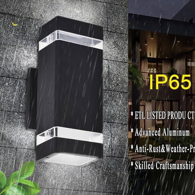 rosykite Modern LED Outdoor Wall Lights, Dusk to Dawn Outdoor Lighting Fixtures Wall Mount - ETL Listed,Aluminum Waterproof Front Door Lights 5000k - Up Down Light Fixture for Porch, Patio