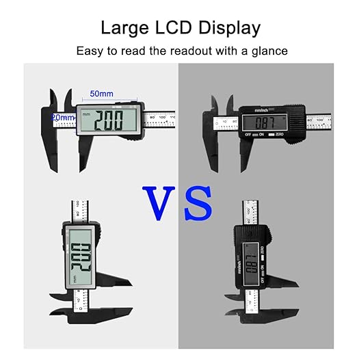 Kynup Caliper Measuring Tool, Digital Caliper Outside Micrometer with Large Screen,6Inch Caliper Tool for Mechanics, Jewelers, Woodworkers, Inch and Millimeter Conversion