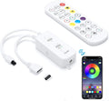 RGB LED Strip Light Controller, with APP, Music Sync and IR Remote, with Unlimited Colors and Pin Modify Feature Compatible with 5V-24V All 4-pin 10mm RGB LED Strip via Bluetooth Connection
