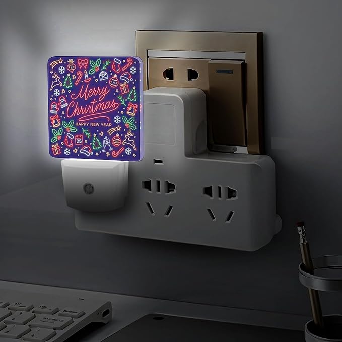 YKJAHSD Merry Chrismas Night Light, Plug into Wall Decor Nightlights for Bedroom, Bathroom, Hallway, Kitchen, with Dusk to Dawn Light Auto Sensors LED Night Lights for Boys Girls Women Men Room Gifts