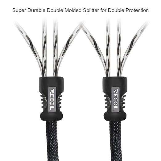 RECOIL P417 Premium 100% Oxygen Free Copper 17ft 4-Channel RCA Audio Interconnects Cable 4X RCA Male to 4X RCA Male Double Shielded with Noise Reduction