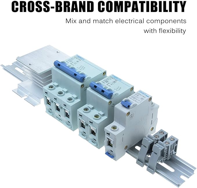 VAMRONE 20 Piece Aluminum DIN Rails, 12 Inches Long, 35mm Wide, 7.5mm High, Top Hat Slotted DIN Rail with RoHS