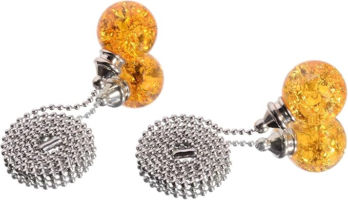 Amber Pull Crystal Glass Ice Cracked Ball Pull Chain for Ceiling Fan Light Decoration - 50cm Extension Chain