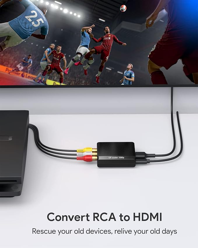 WENTER AV to HDMI Converter, 1080P RCA to HDMI Adapter, Mini Composite CVBS Audio Video Adapter Supports PAL/NTSC for VCR/VHS/Xbox/PS3/STB/N64/Wii/TV/PC/Blue-Ray DVD Players