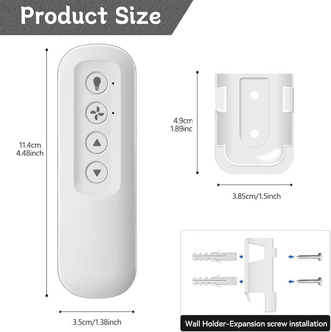 99813 Ceiling Fan Remote Control for Hunter Fan Remote Replacement 3-Speed and Light Dimmer with Wall Bracket,Replace Hunter 99770 99392 99118 99123 99188