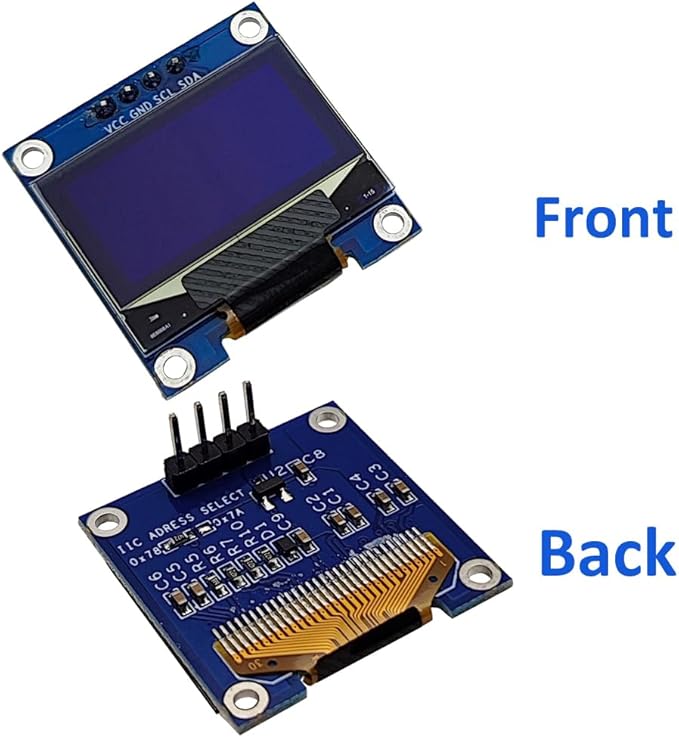 Haldzemo 0.96" OLED Display Module I2C IIC Serial 128X64 SSD1306 LCD Screen VCC GND SCL SDA (2 Pack, Blue)