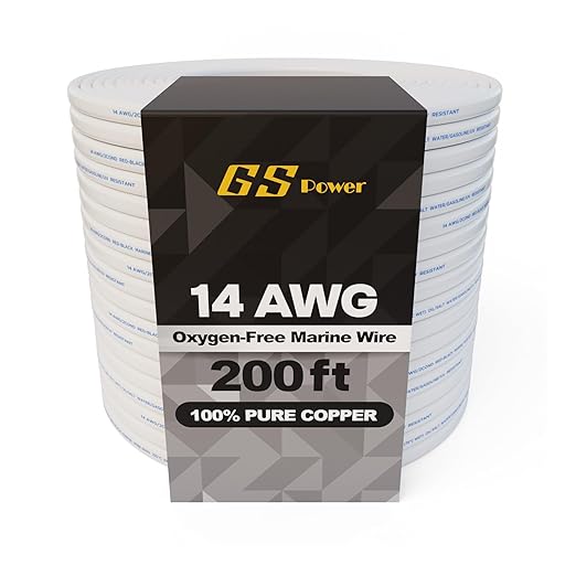 GS Power 200 Ft Duplex Marine Wire, 14 Gauge Wire, Oxygen-Free Tinned Copper 14 AWG Electrical Boat Wiring, Sheathed Copper Marine Grade Electrical Cable for Boat Automotive RV Camper Trailer