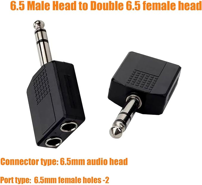 Sairps 1/4 Audio Splitter TRS Stereo Plug Interconnect Audio One Male 6.35mm(1/4 inch) and Two Females 6.35mm(1/4Inch) Adapter Splitter-2pcs