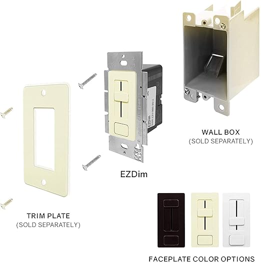 HitLights LED Driver and Dimmer Switch Single Integrated Unit, EZDim 120V AC – 12 V DC 60Watt Wall Dimmer Switch with Most Solid Color 12V DC Tape Lights