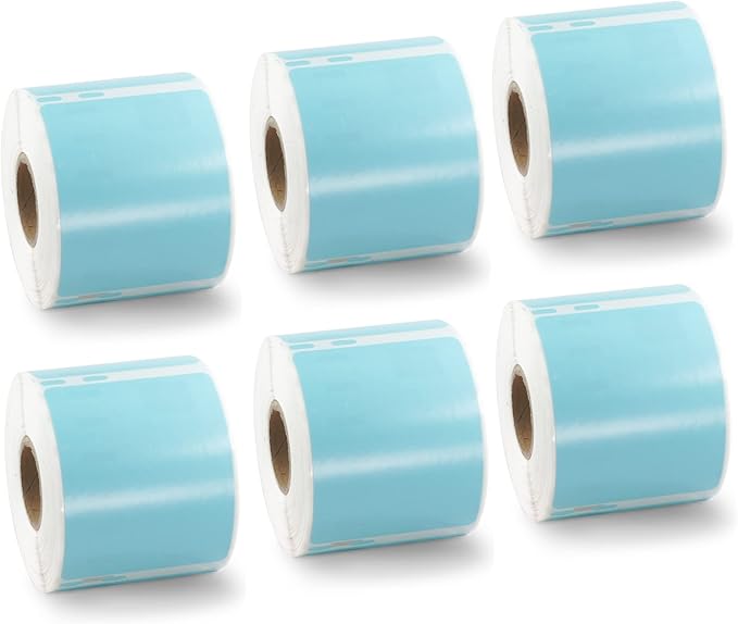 BETCKEY Colored Labels Compatible with Dymo 30324 (2-1/8" x 2-3/4") Multipurpose Labels, Compatible for Dymo LabelWriter Thermal 450, 4XL & Zebra Desktop Printers [6 Rolls, Light Blue]