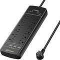 Witeem Surge Protector Power Strip - 12 Outlets,3 USB+USB-C 3.4A Ports, 6Ft Extension Cord, 1875W/15A, 4360Joules, Overload Protection - Ideal for Home & Office Use (Black-USBC)