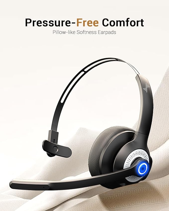 JIAMQISHI Bluetooth Wireless Headset with Mic for Work, Clear Call, Bluetooth 5.2, Mic Mute Function, USB Dongle, Applicable to PC, Laptop, Phone, Android, Zoom, Office