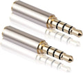 Mizi [2 Pack 3.5mm Male to 2.5mm Female Stereo Audio Adapter Headset Converter Connector for Smartphones, Headphone, Mic, Tablets - Silver