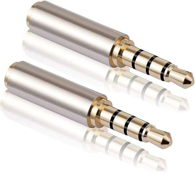Mizi [2 Pack 3.5mm Male to 2.5mm Female Stereo Audio Adapter Headset Converter Connector for Smartphones, Headphone, Mic, Tablets - Silver