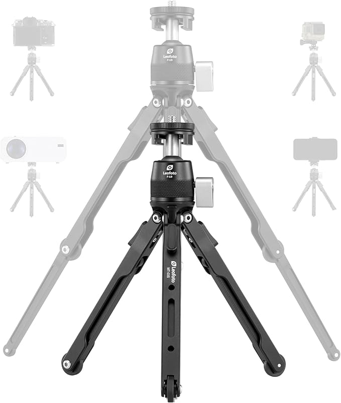 LEOFOTO 9.84" Aluminum Table Tripod with Ball Head for Camera, 360° Rotation Desktop Tripod with 1/4" Screw for Phone Adaptor/Projector/Sport Camera, Max Load 11lb