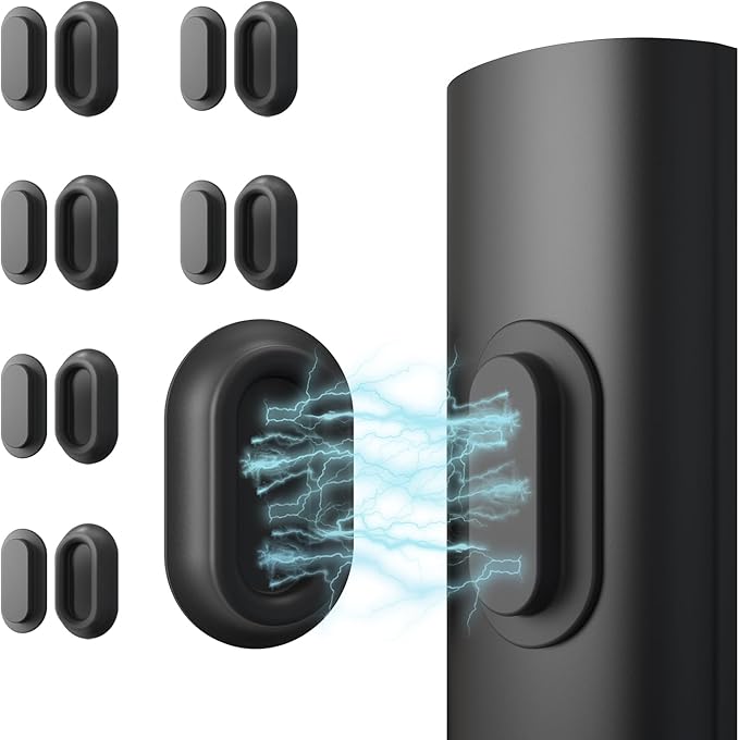 Vaszu Magnetic Remote Control Holder Self-Adhesive Wall Mount, 6 Pack Upgraded Silicone Organizer Storage Wall Holder for Home Office TV, Fan and Air Conditioner Remote Control Black