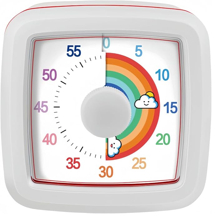 Visual Timer for Kids Adults, 60-Minute Countdown Timer for Classroom, Kitchen,Office, Pomodoro Timer Time Management Tools for Toddler ADHD(White)