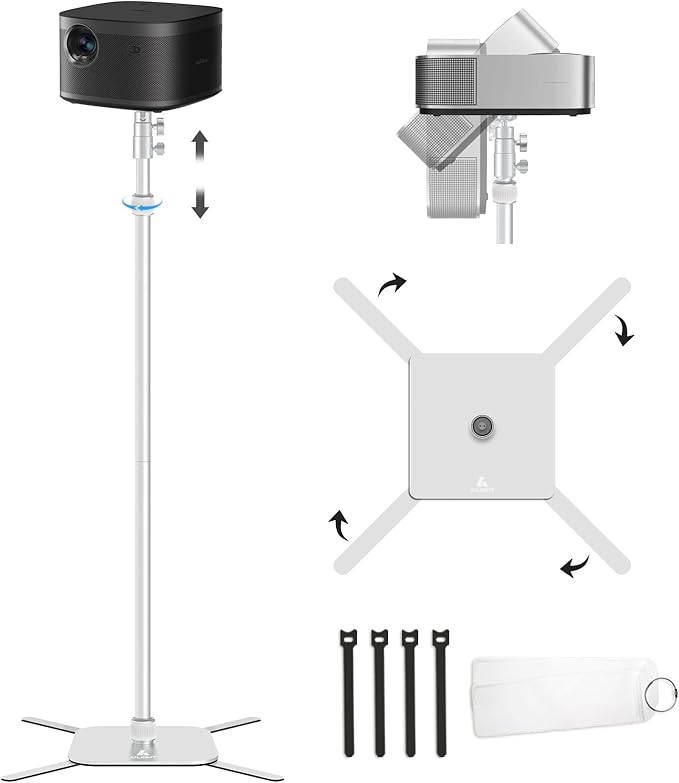 Projector Mount,Height Adjustable 19.5" to 47.5",Space-Saving,Heavy-Duty Floor & Table Projector Stand with 11lbs Capacity for Home Theater & Business Presentation Compatible with Epson, XGIMI, Nebula