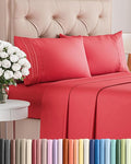 Cal King Size 4 Piece Sheet Set - Comfy Breathable & Cooling Bed Sheets Set - Hotel Luxury Bedding for Women, Men, Kids, Teens, Boys & Girls - Deep Pockets, Ultra-Soft, Wrinkle Free - Oeko-Tex - Red
