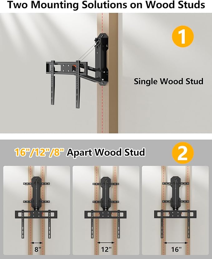 WHYFONE Motorized TV Mount with Remote for 32 to 85 inch Screen up to 88 lbs, Electric TV Mount Drop Down 17.7” Height-Adjustable on Fireplace, Max VESA 600x400mm, 8-16" Wood Stud/Brick/Concrete Wall