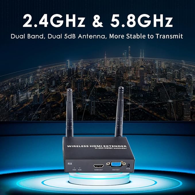 EXVIST 100M 1080P VGA Wireless HDMI Transmitter Receiver Kits W/HDMI & VGA Loop-Out, Up to 328 Feet, IR Support, Suitable for Transmitting from Laptop, PC, YouTube, PS4 to HDTV or Projector