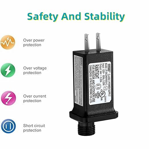 2PCS Replacement 24V 0.25A LED Transformer Model JT-DC240V025-C Class 2 Power Supply IP44 LED Light Controller Low Voltage Transformer for Christmas String Light (24V6W 2PCS)