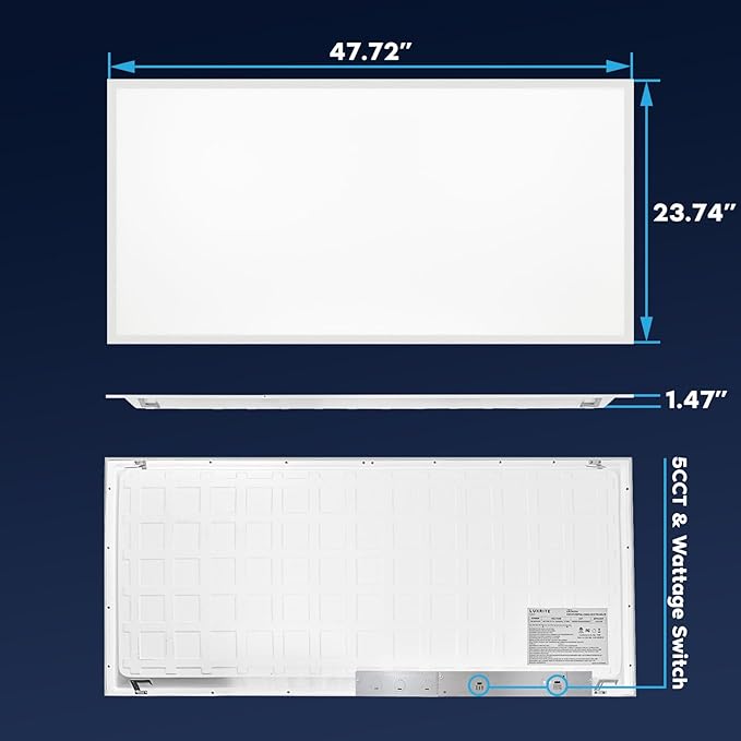 LUXRITE 2x4 FT LED Flat Panel Light, 5CCT Color Selectable 3000K 3500K 4000K 5000K 6500K, Wattage Selectable 30W/40W/50W, 6250 Lumens, LED Drop Ceiling Lights, 0-10V Dimmable, DLC & ETL (16 Pack)
