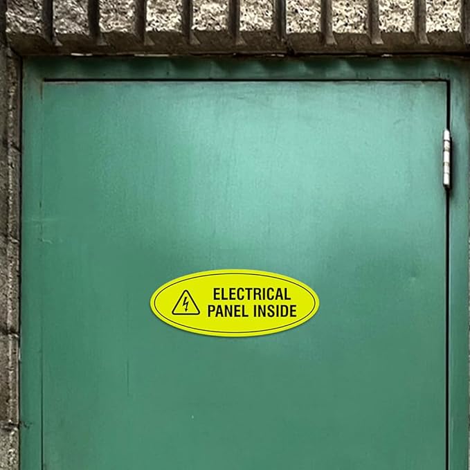 Signs ByLITA Oval Electrical Panel Inside Sign (Brushed Gold) - Small